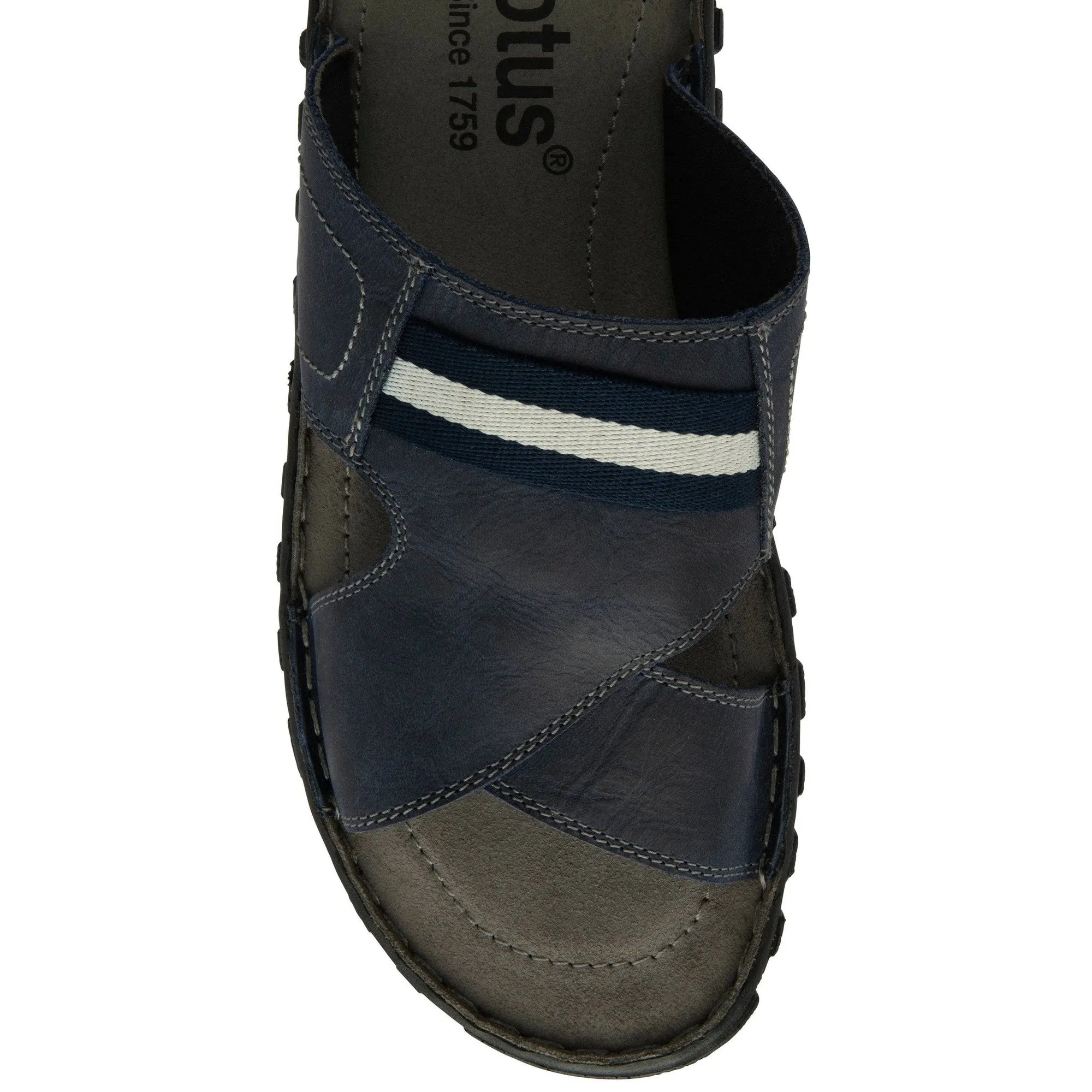 Lotus Bastion Mens Blue Leather Slider Sandals