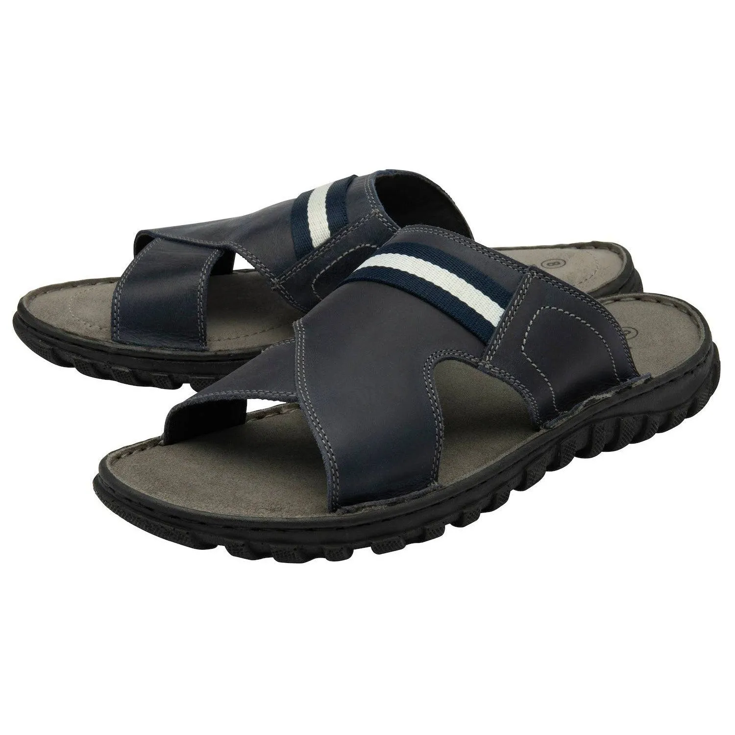 Lotus Bastion Mens Blue Leather Slider Sandals