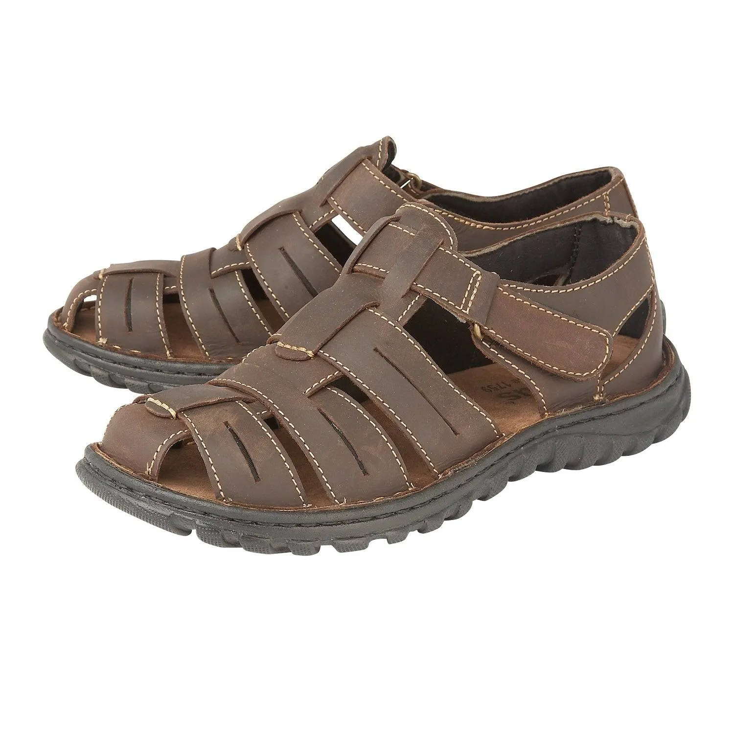 Lotus Bruno Mens Brown Leather Touch Fastening Sandals