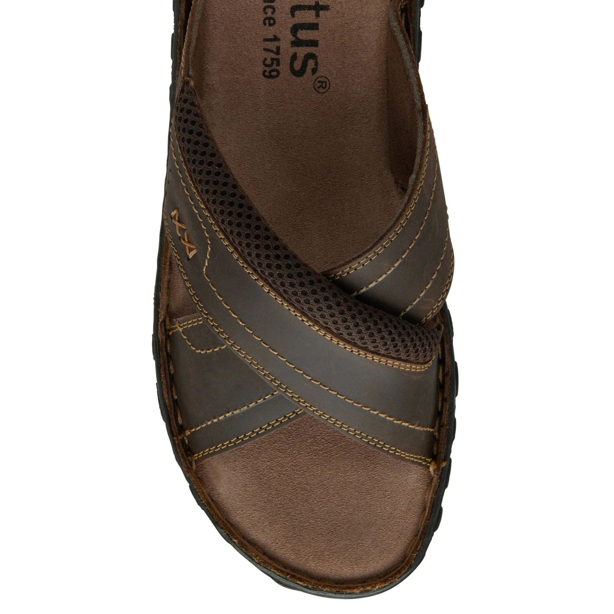 Lotus Mikey Mens Brown Leather Slider Sandals