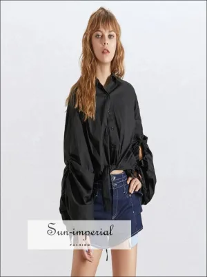 Mabel top - Lantern Sleeve Backless Casual Women Blouse