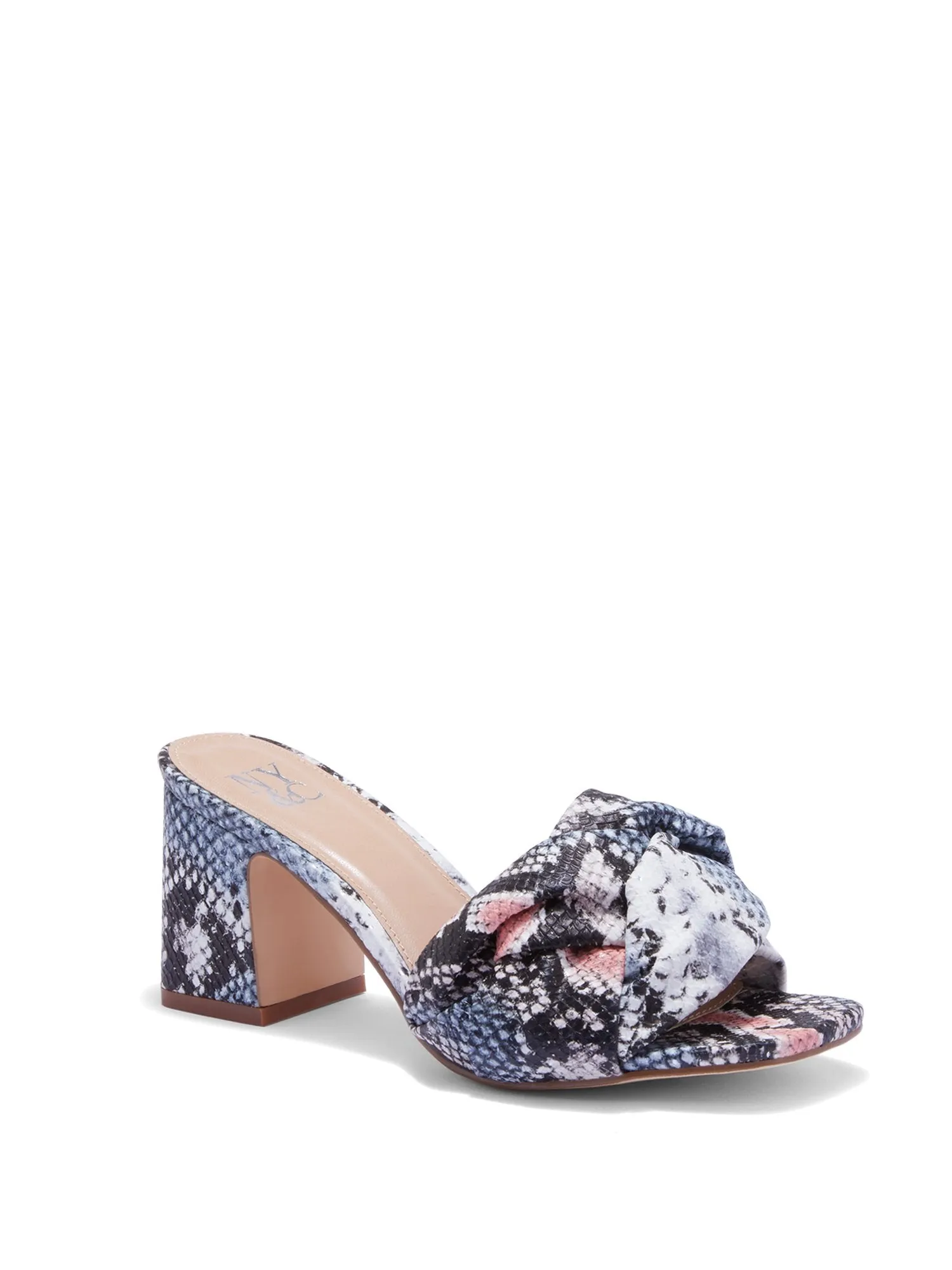 Malayah Puffy Block-Heel Mule - Snake-Print