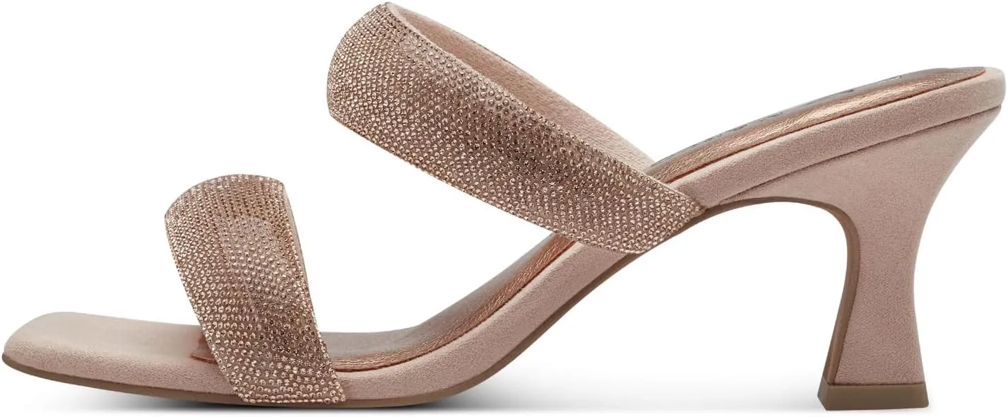 Marco Tozzi Powder Rose Gold Mule Heeled Sandal