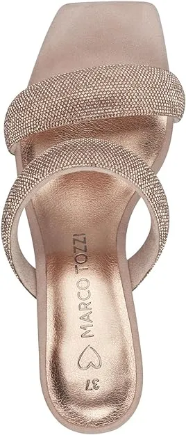 Marco Tozzi Powder Rose Gold Mule Heeled Sandal