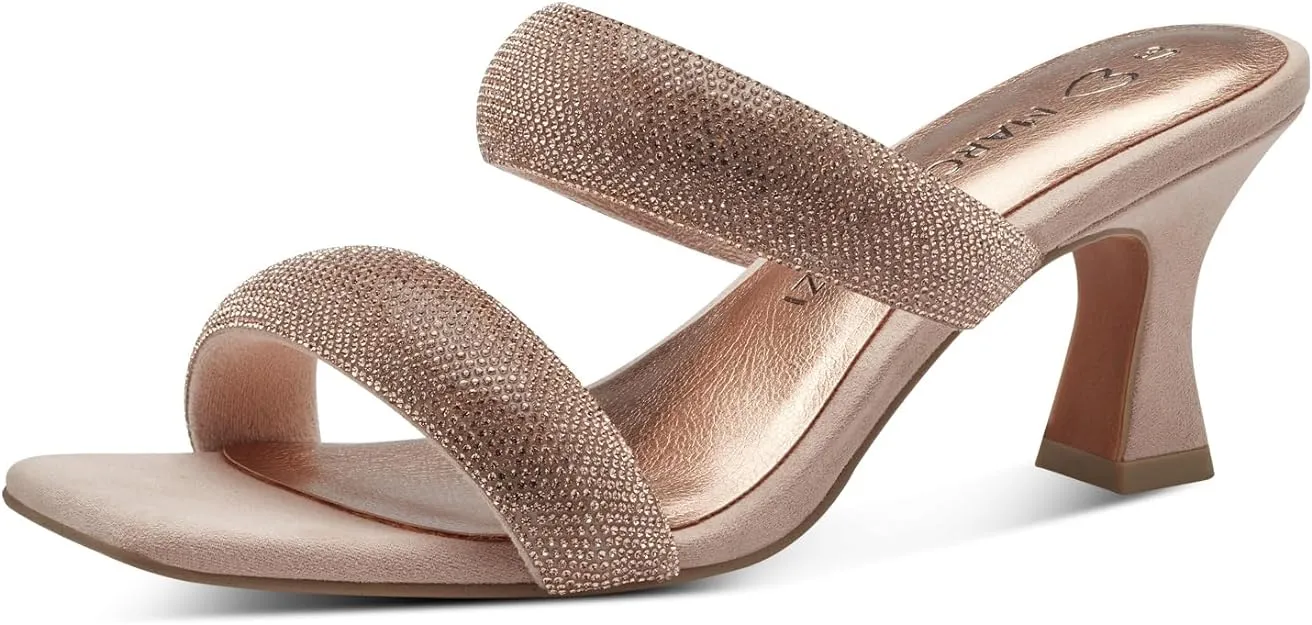 Marco Tozzi Powder Rose Gold Mule Heeled Sandal