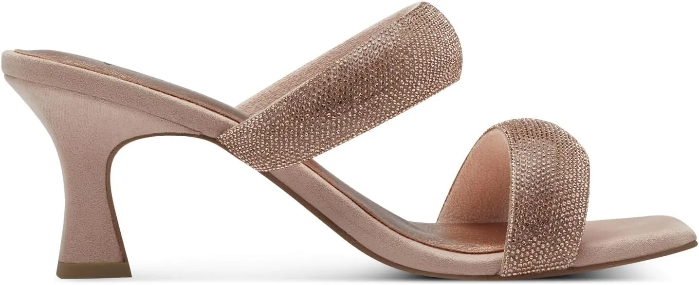 Marco Tozzi Powder Rose Gold Mule Heeled Sandal