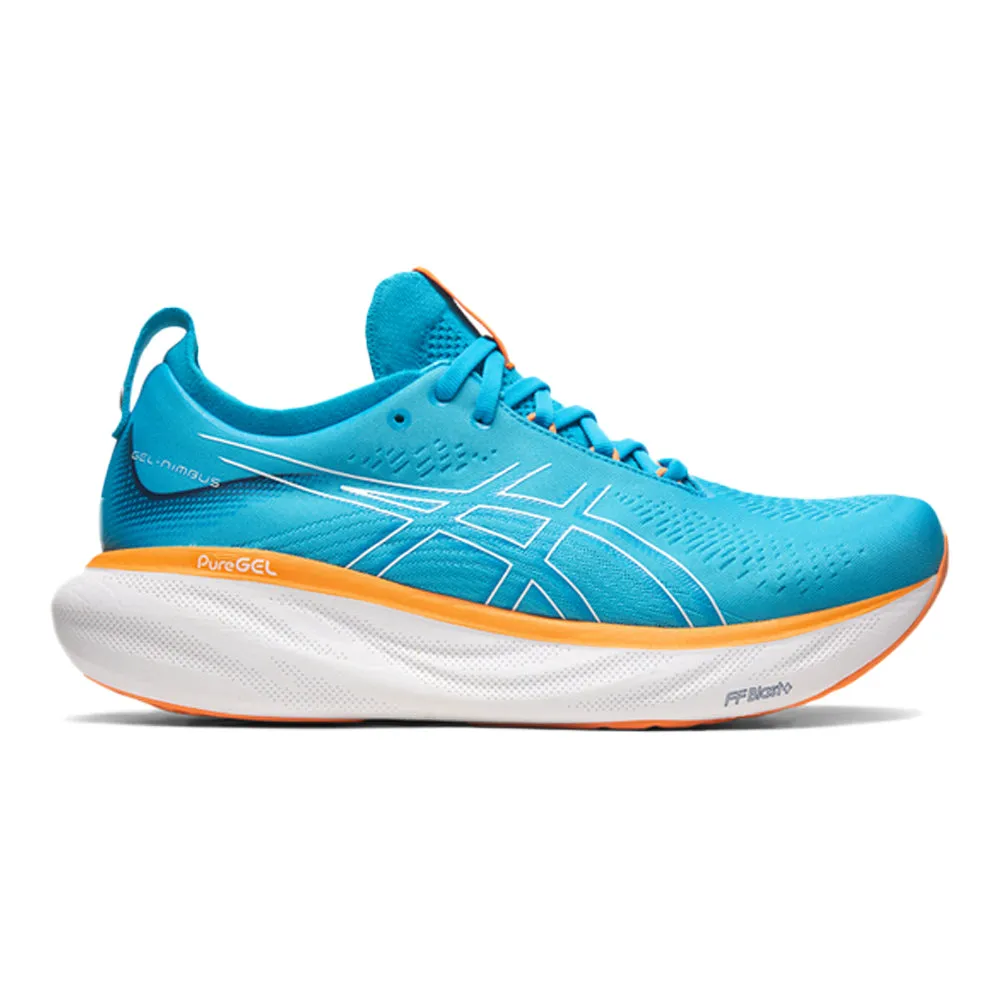 Men's Asics Gel-Nimbus 25, Island Blue/Sun Peach, 13 4E Extra Wide