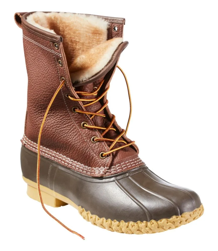 Men's Bean Boots, 10&quot; Shearling-Lined Tumbled Leather