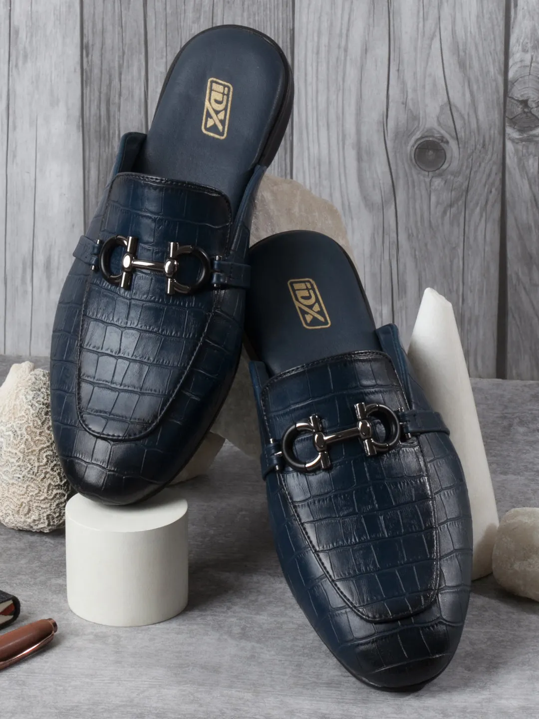 Men's Blue Smart Casual Buckle Mule (IX1089)