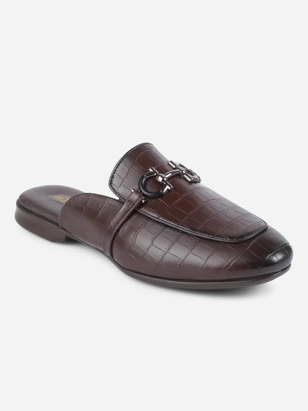 Men's Brown Smart Casual Buckle Mule (IX1089)