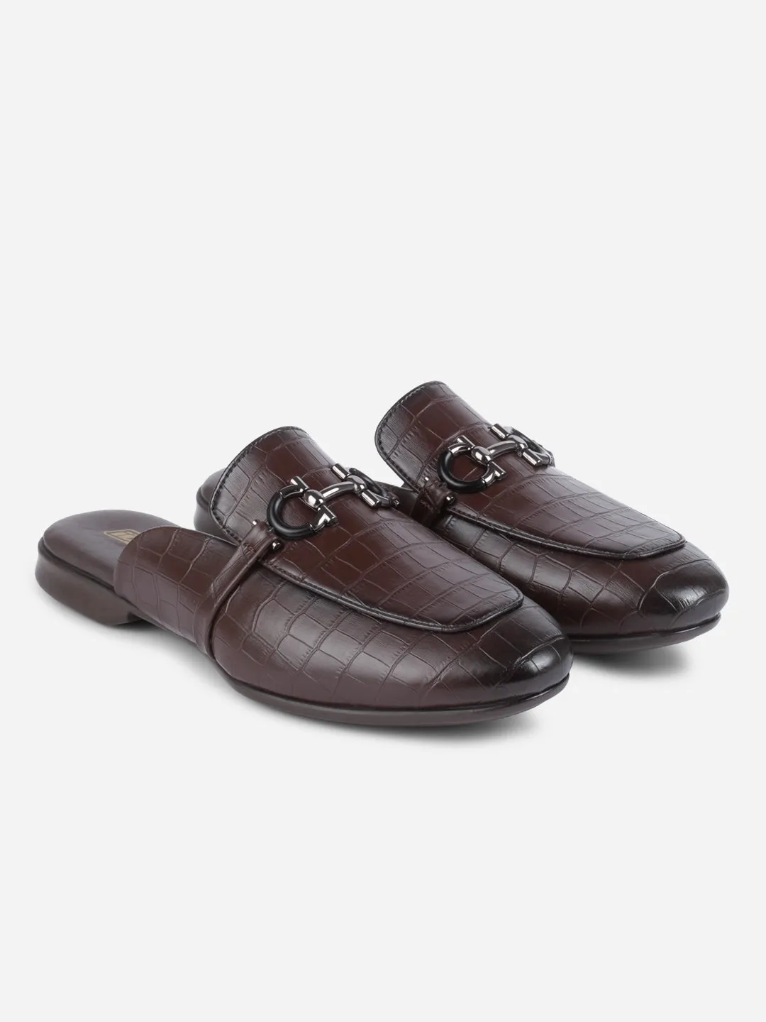 Men's Brown Smart Casual Buckle Mule (IX1089)