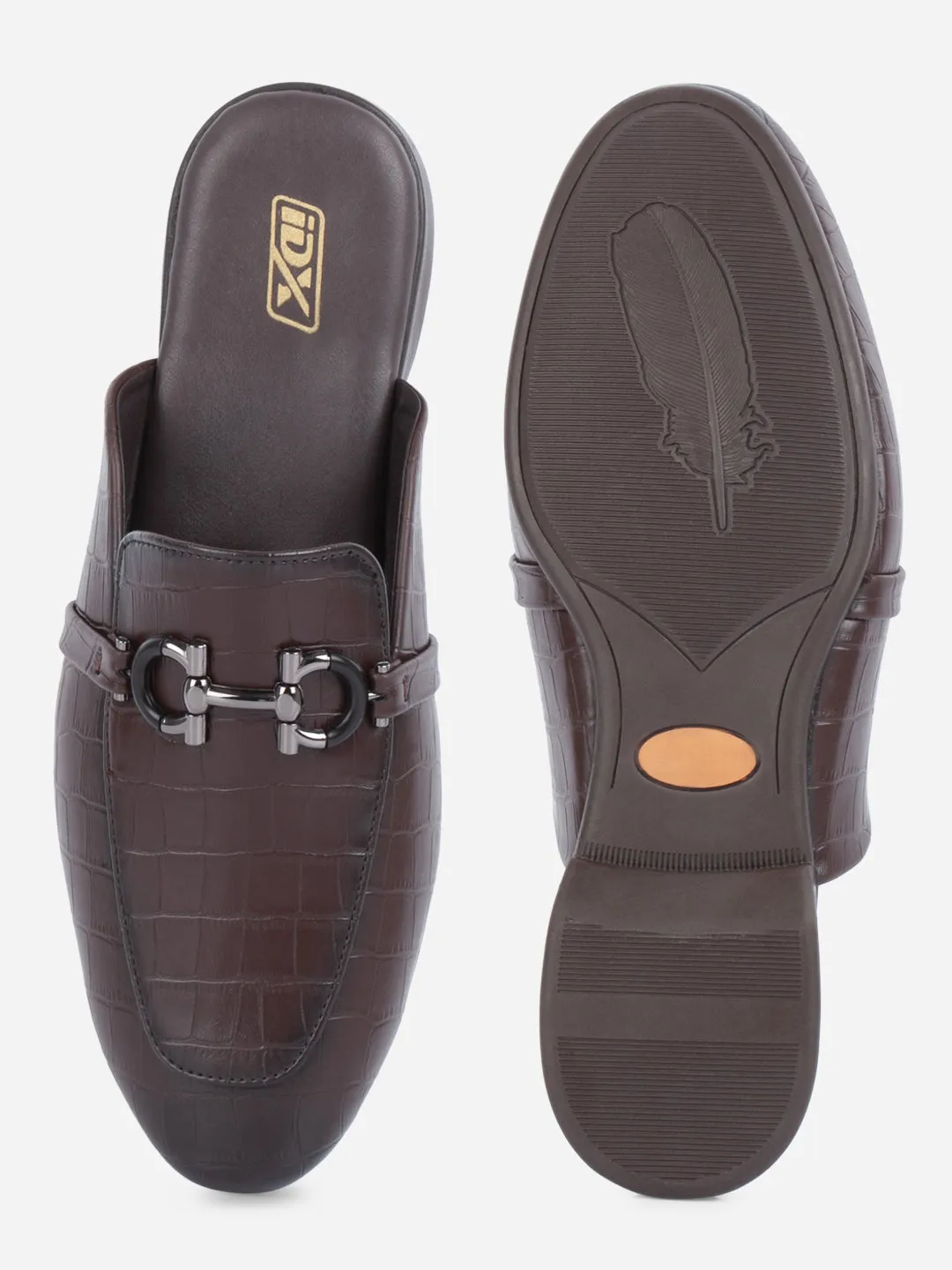 Men's Brown Smart Casual Buckle Mule (IX1089)