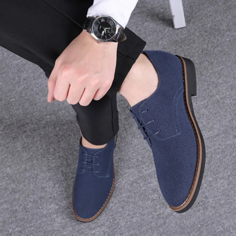 Mens faux suede loafers lace up non slip driving casual loafers