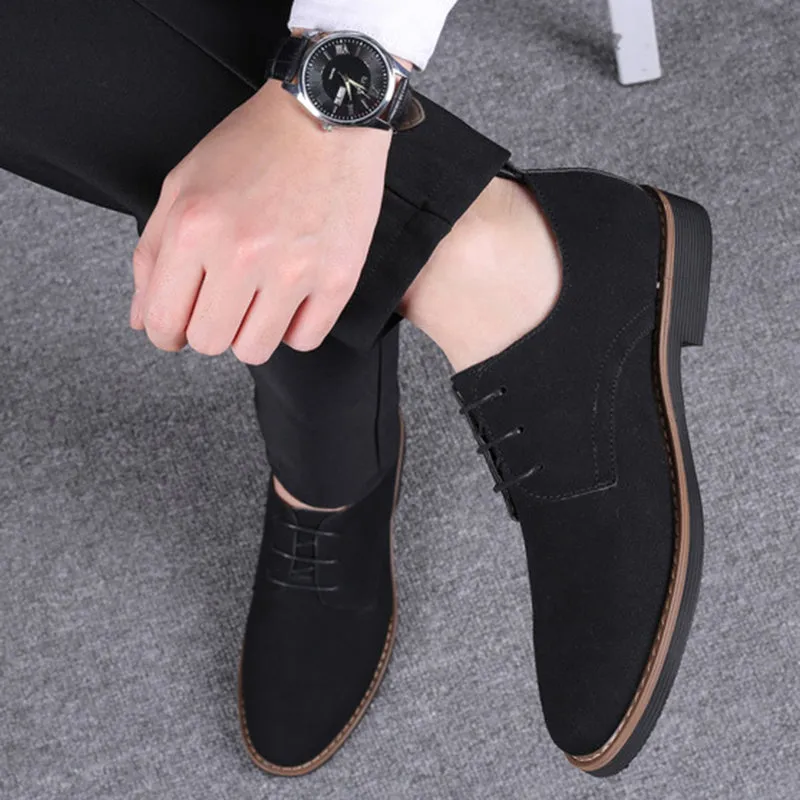 Mens faux suede loafers lace up non slip driving casual loafers