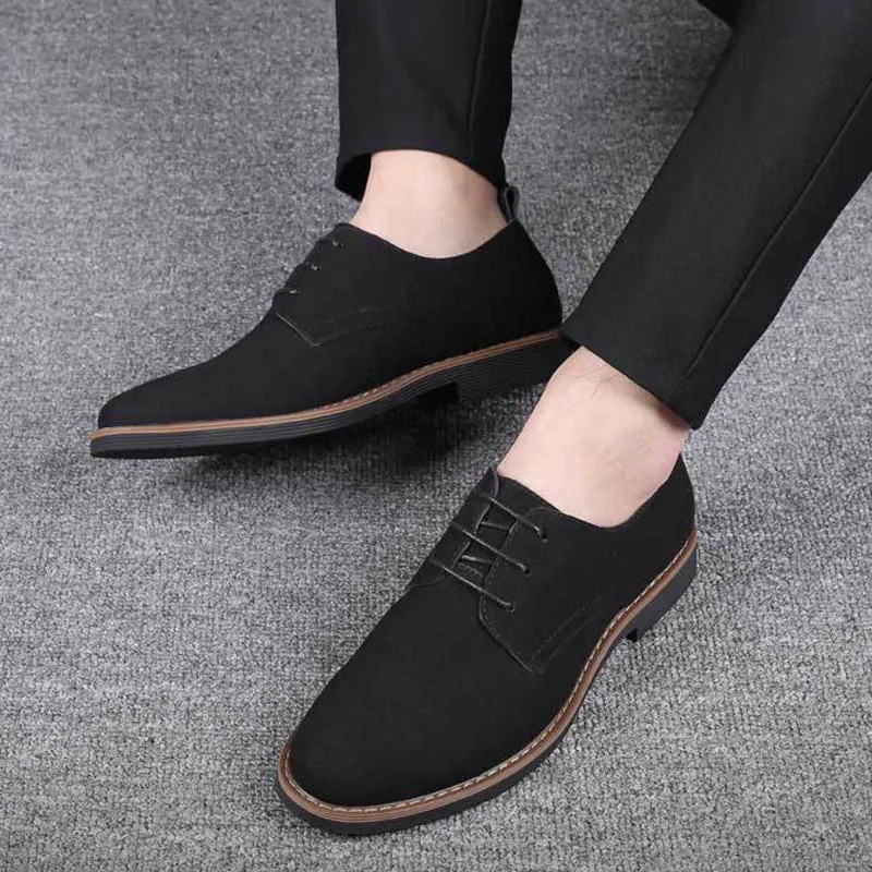 Mens faux suede loafers lace up non slip driving casual loafers