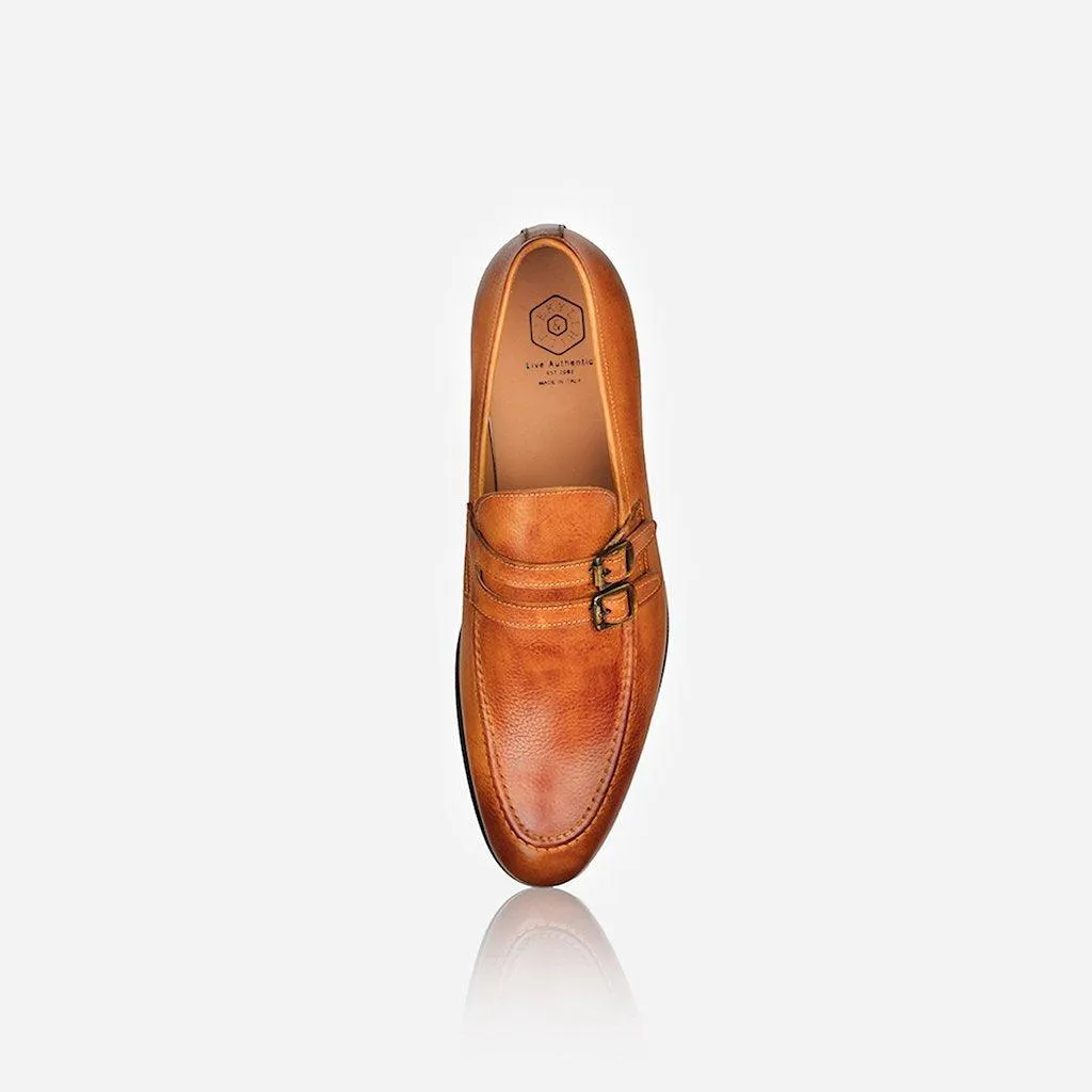 Men's Leather Monk Shoe, Tan