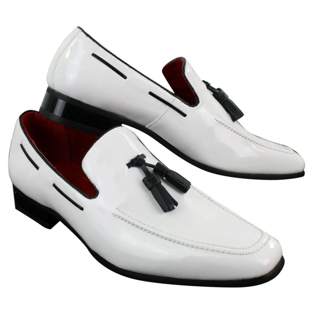 Mens Slip On Patent Shiny Tassle Driving Loafers Shoes Leather Smart Casual