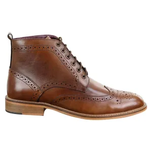 Mens Smart Casual Brouge Ankle Boots Shoes Laced Leather Peaky Blinders 1920s