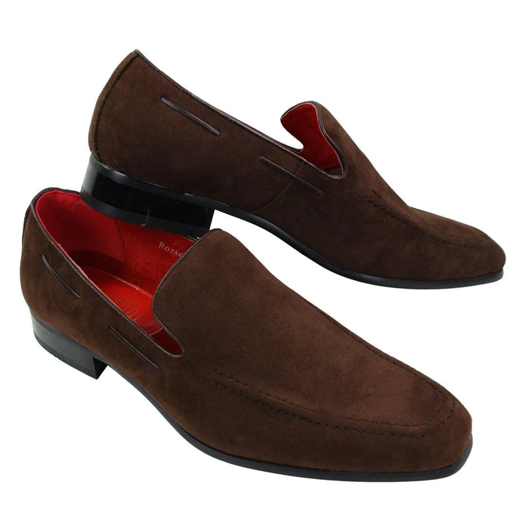 Mens Suede Slip On Loafers Driving Shoes Formal Smart Casual Leather Italian