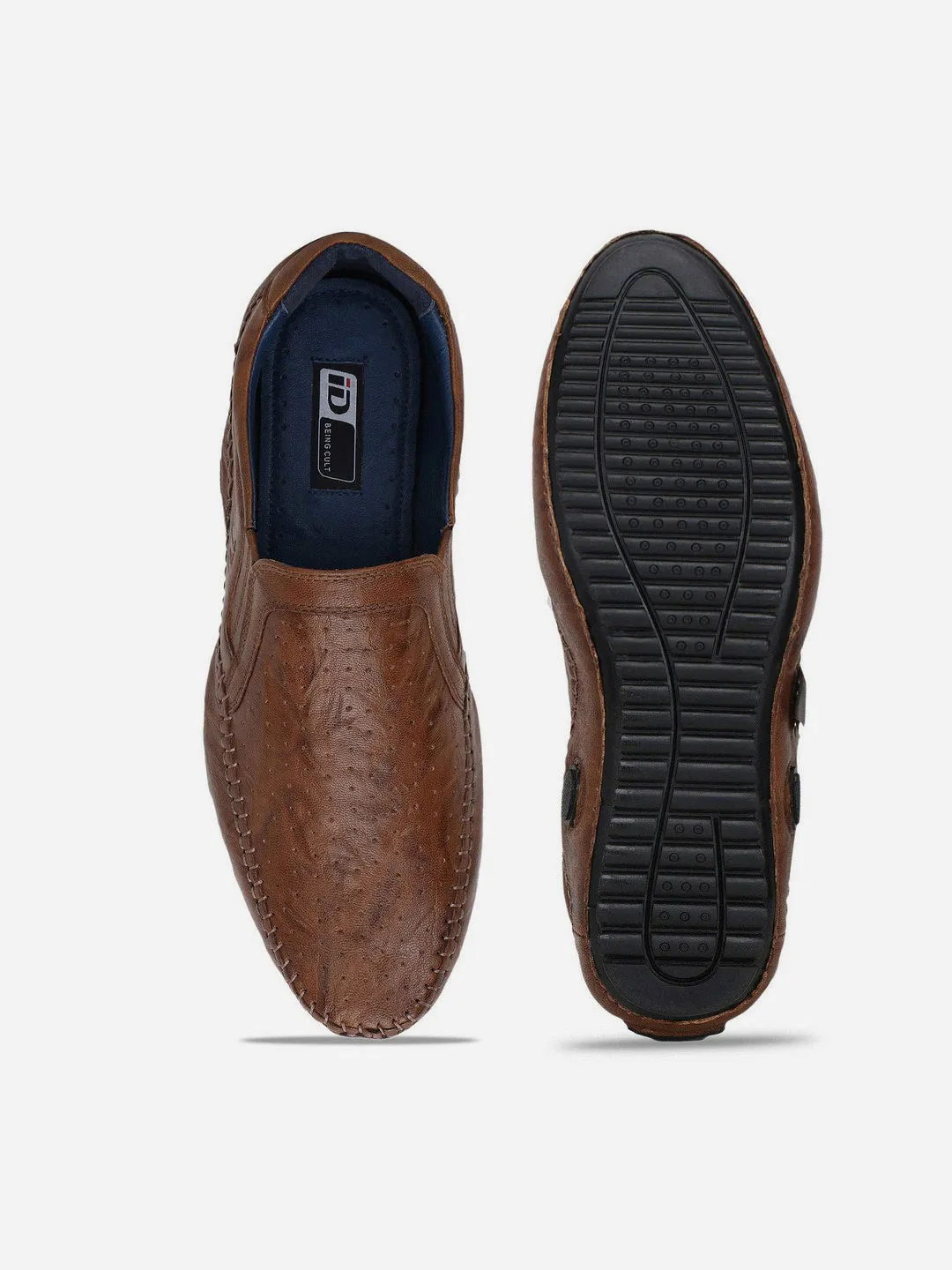 Men's Tan Crumble Leather Driving Slip On (ID1050)