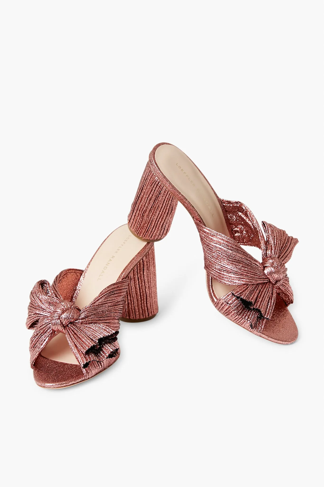 Metallic Rose Penny Knot Mules