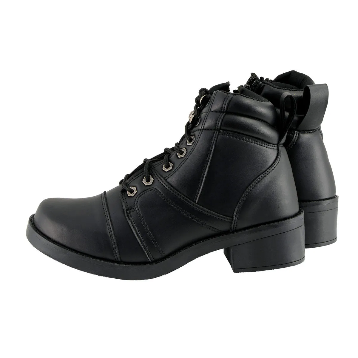 Milwaukee Leather MBK9255 Boys Black Lace-Up Boots with Side Zipper