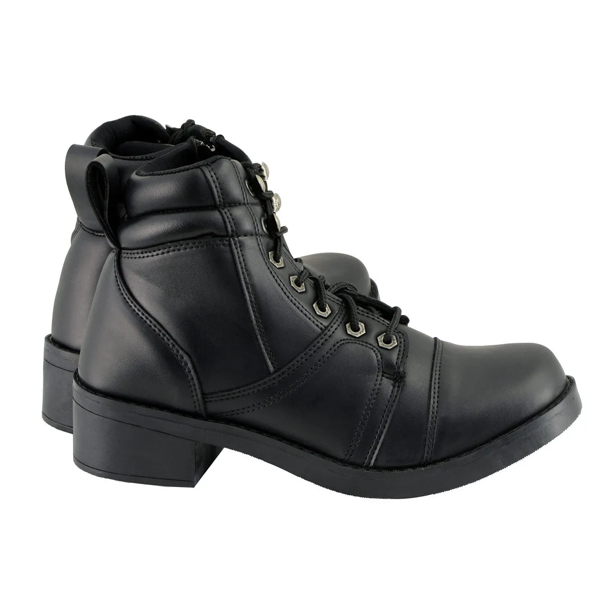 Milwaukee Leather MBK9255 Boys Black Lace-Up Boots with Side Zipper