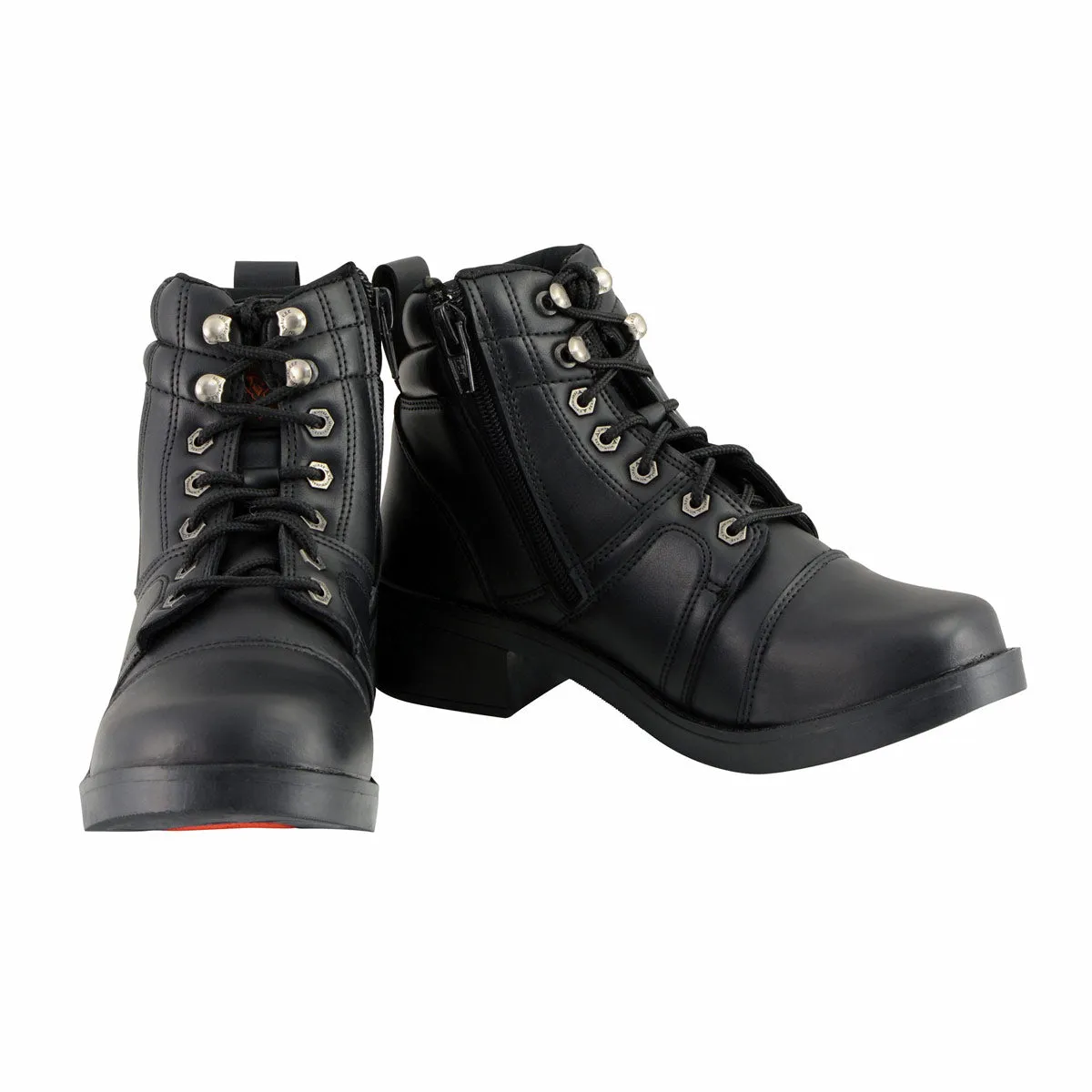 Milwaukee Leather MBK9255 Boys Black Lace-Up Boots with Side Zipper