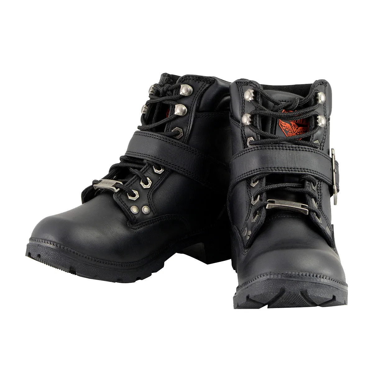 Milwaukee Leather MBL9310 Women's Lace-Up Black Leather Engineer