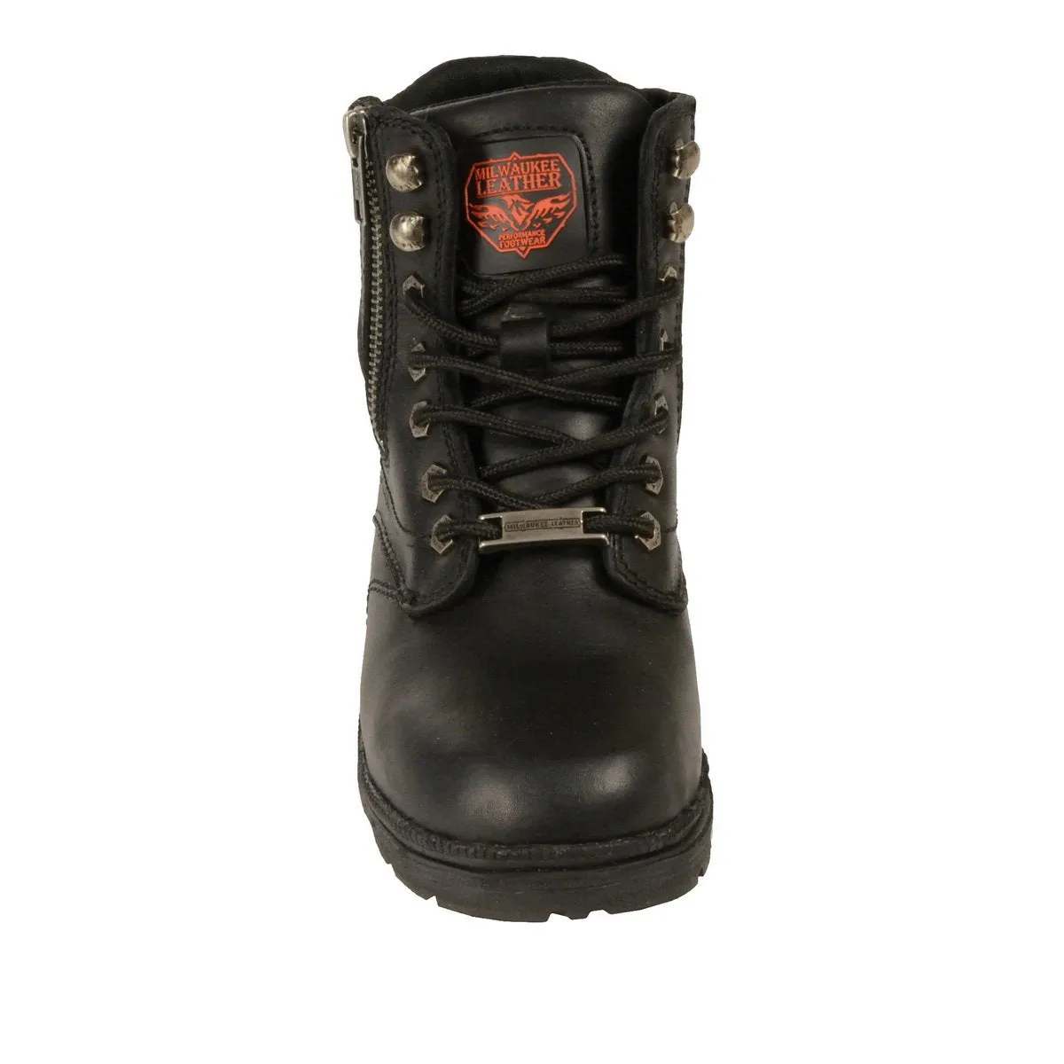 Milwaukee Leather MBL9320W Women's Black Premium Leather Wide-Width Lace-Up Motorcycle Rider Boots