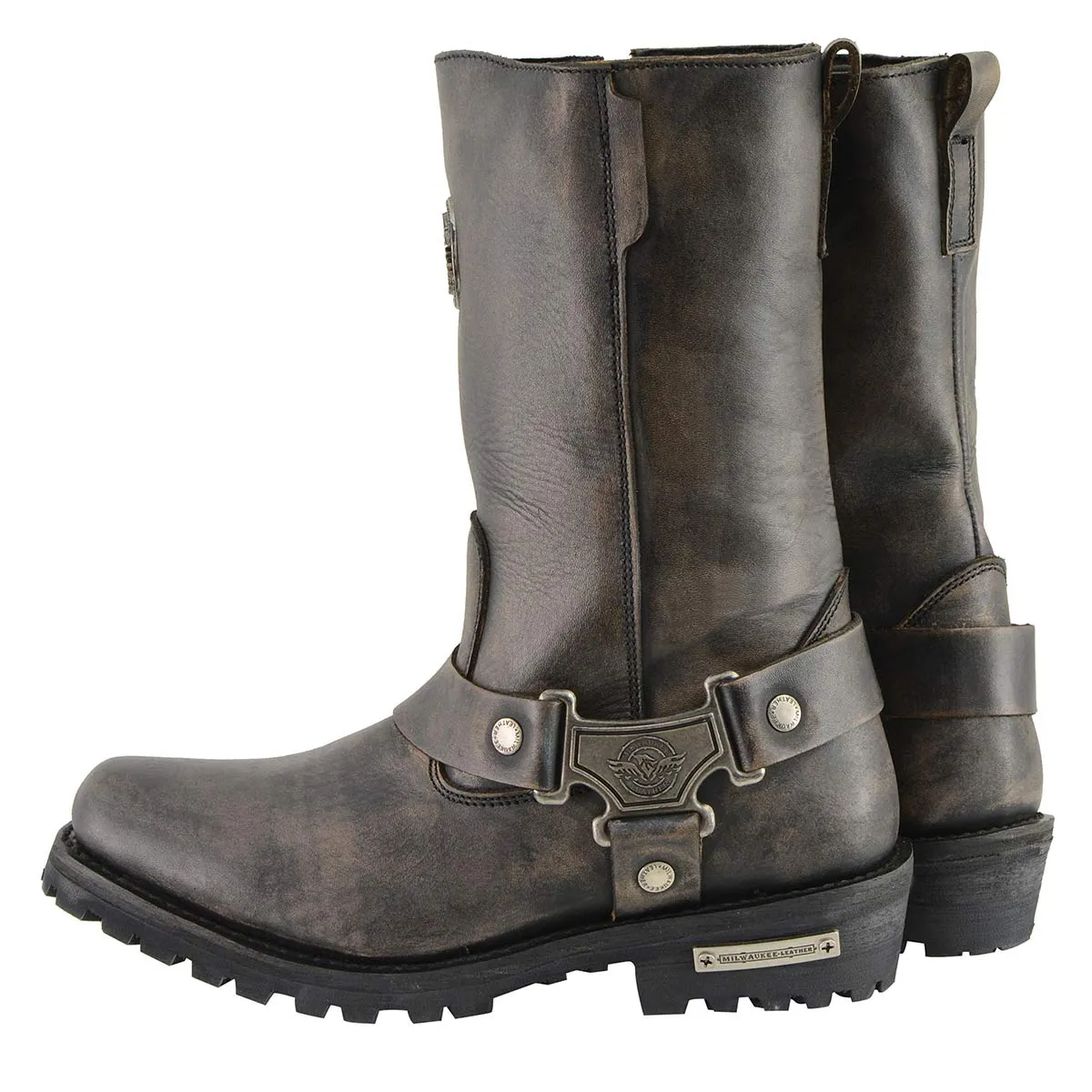 Milwaukee Leather MBL9361 Women's Distressed Brown 11-inch Classic