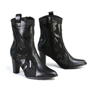 Milwaukee Leather MBL9429 Women's Black Western Style Boots with Studded Bling