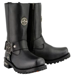 Milwaukee Leather MBM9060W Men's Black 'Wide-Width' 11-inch Classic Harness Square Toe Boots