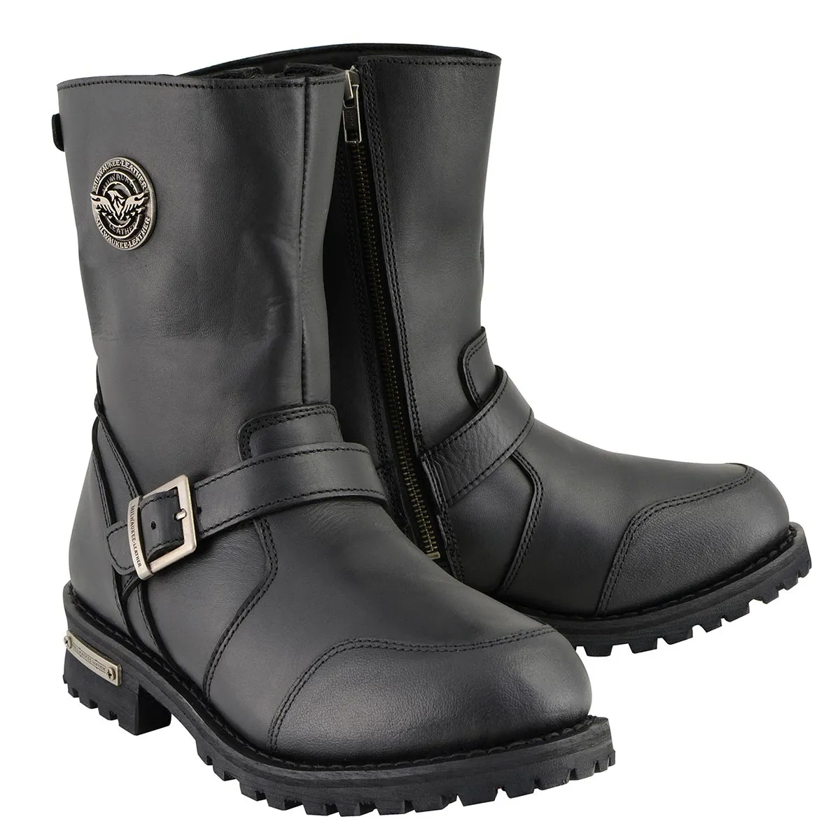 Milwaukee Leather MBM9090W Men's Black 'Wide Width' Classic Engineer Boots with Abrasion Guard