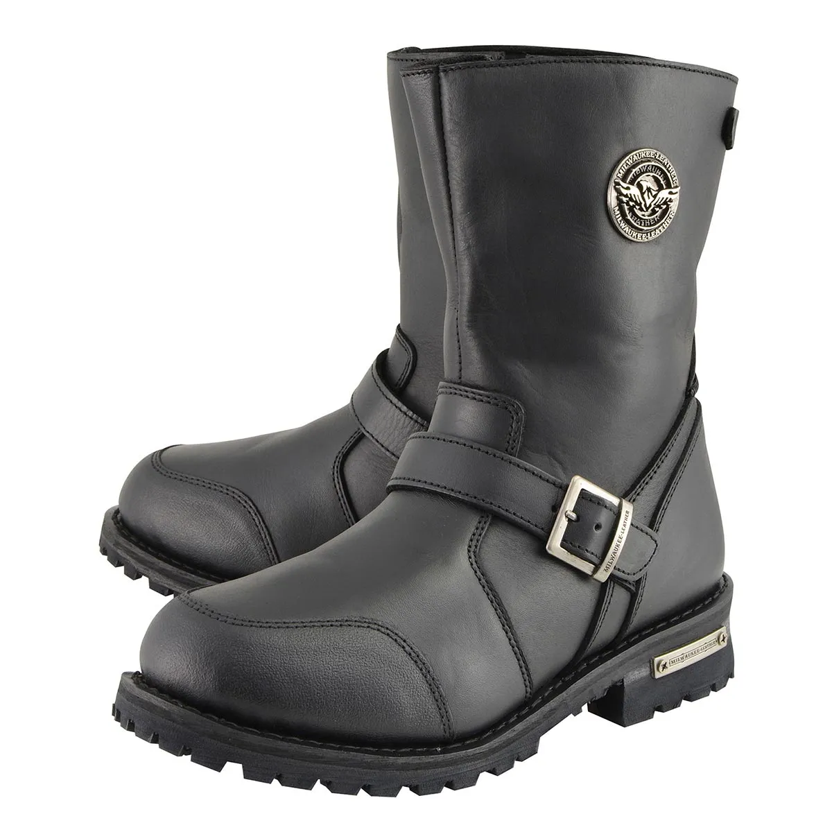 Milwaukee Leather MBM9090W Men's Black 'Wide Width' Classic Engineer Boots with Abrasion Guard