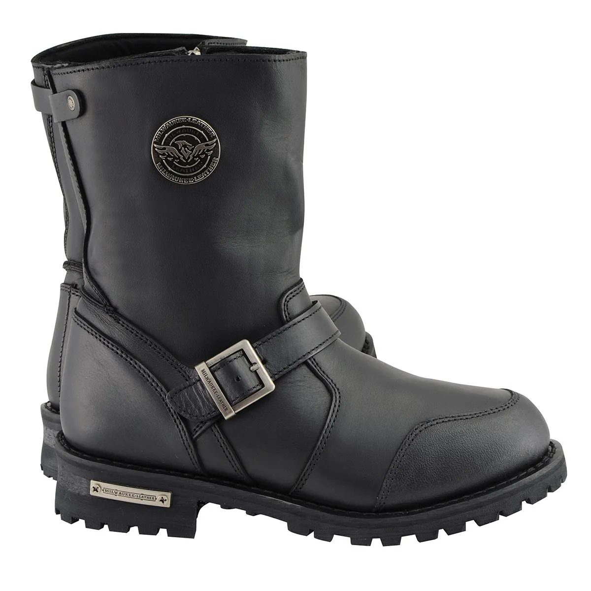 Milwaukee Leather MBM9090W Men's Black 'Wide Width' Classic Engineer Boots with Abrasion Guard