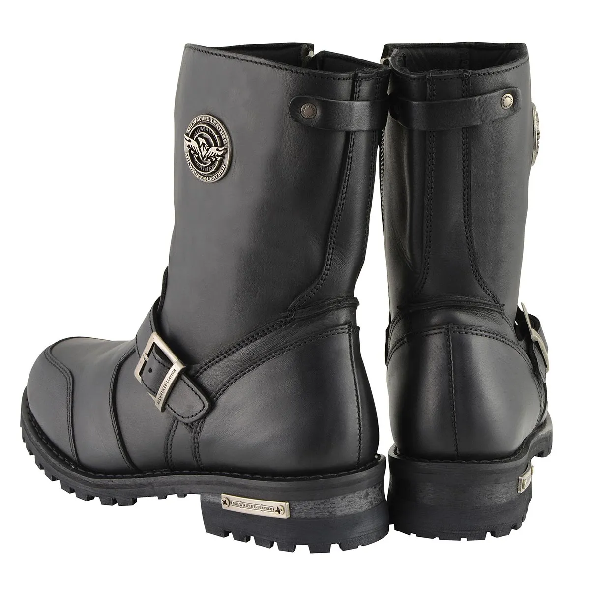 Milwaukee Leather MBM9090W Men's Black 'Wide Width' Classic Engineer Boots with Abrasion Guard