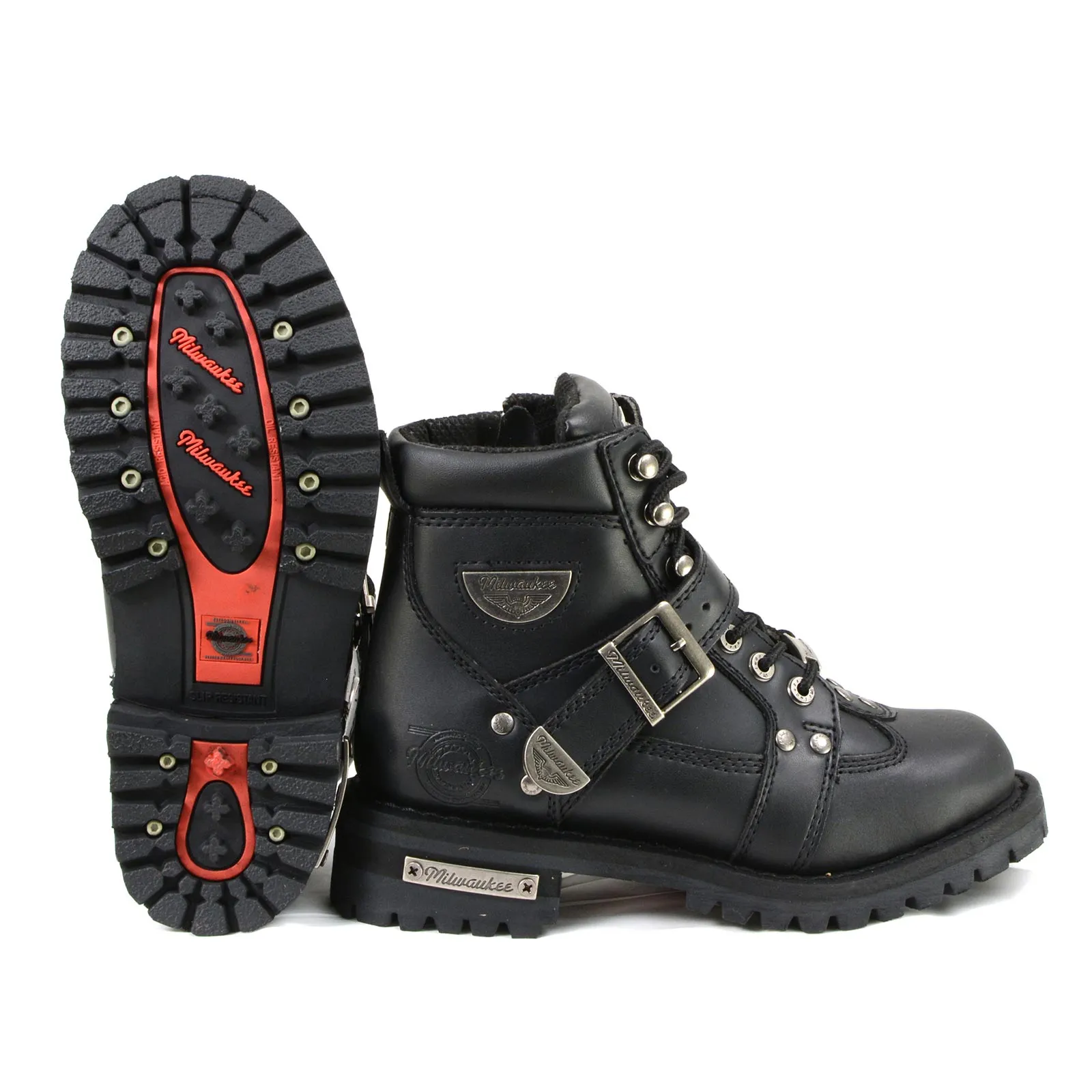 Milwaukee Motorcycle Clothing Company MB233 Road Captain Leather Women's Black Motorcycle Boots