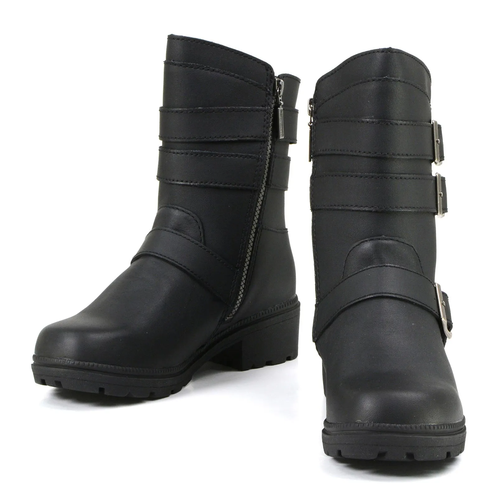 Milwaukee Motorcycle Clothing Company MB253 Cameo Leather Women's Black Motorcycle Boots