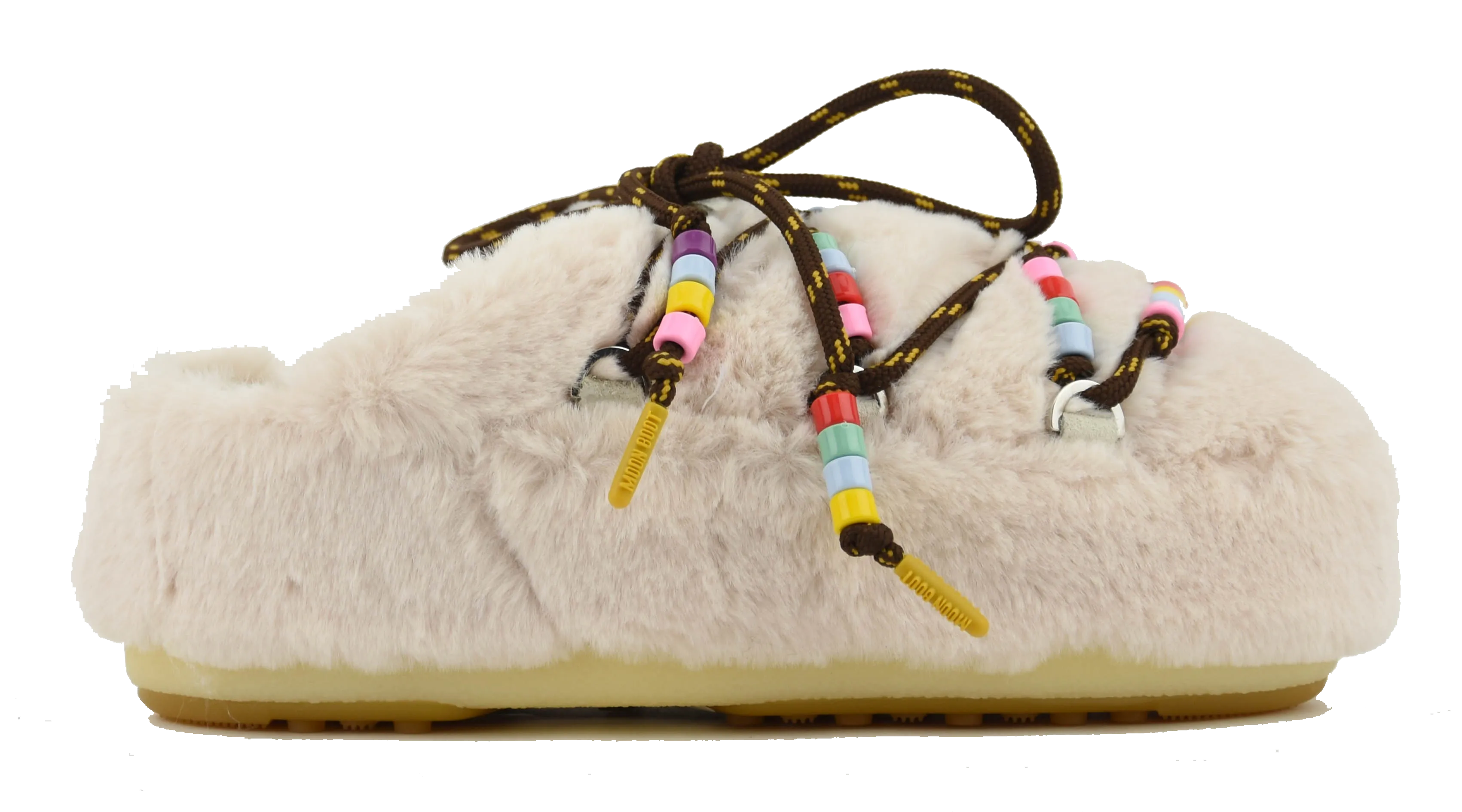 MOONBOOT MULE FAUX FUR BEADS CREAM