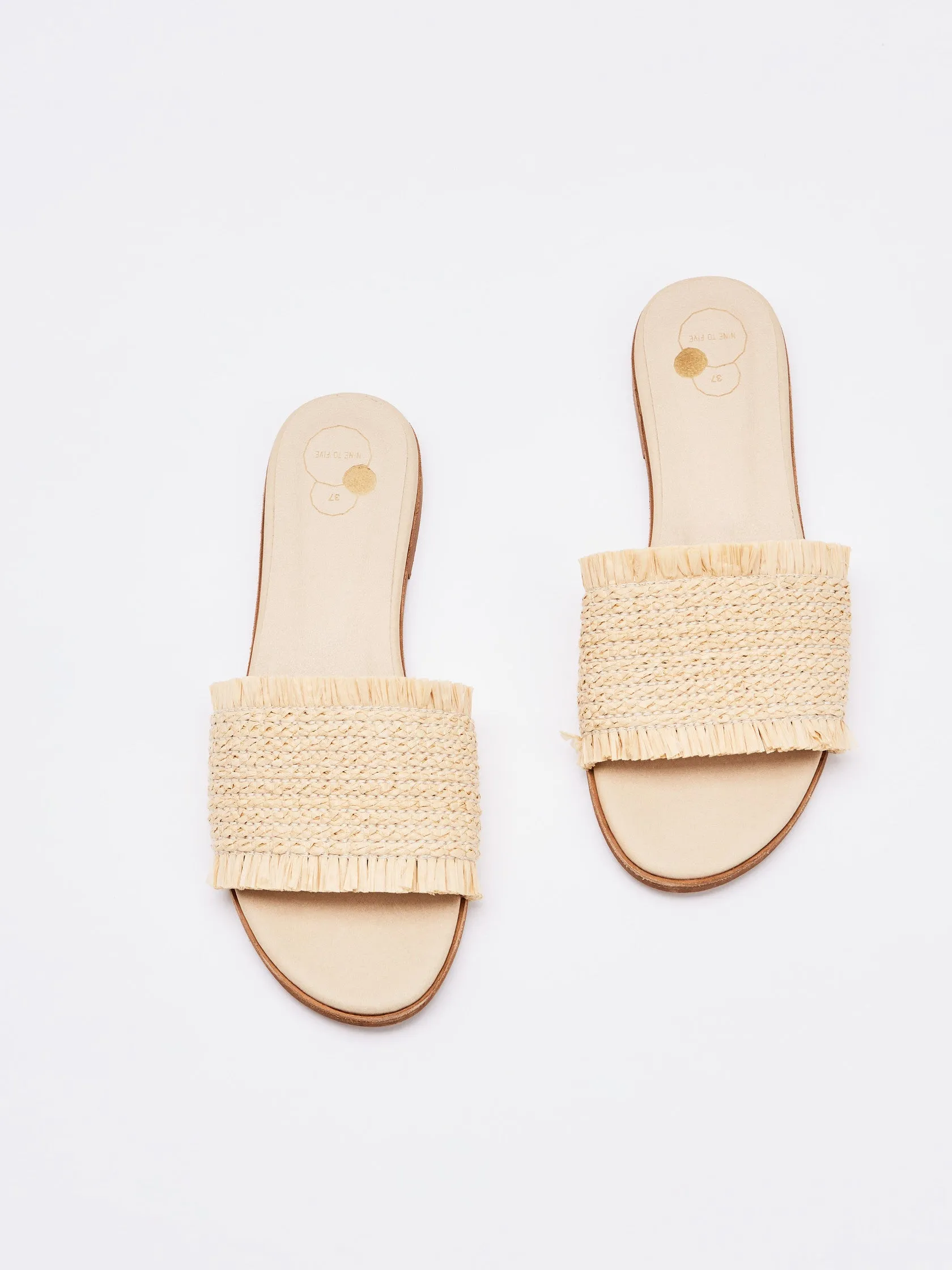 mule slide - flora raffia - nature