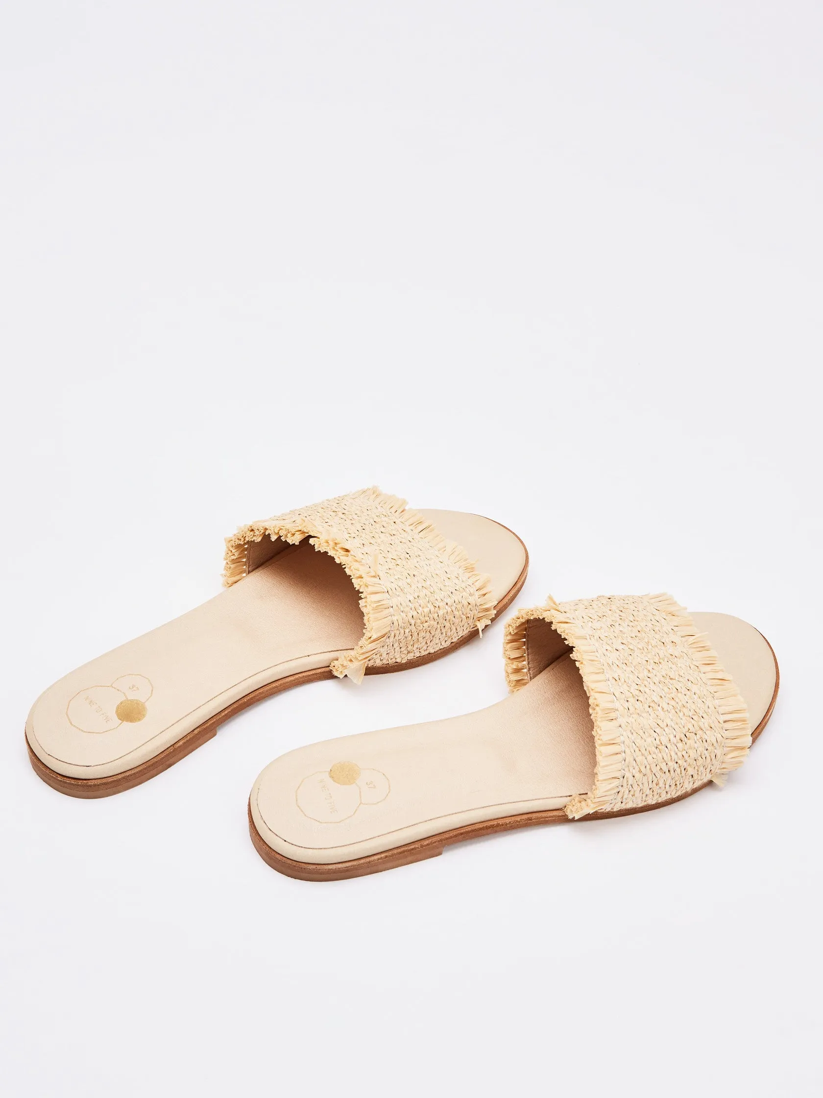 mule slide - flora raffia - nature