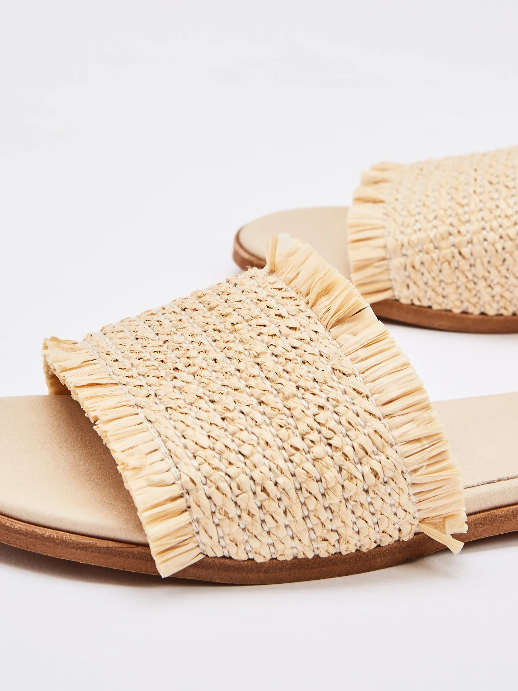 mule slide - flora raffia - nature