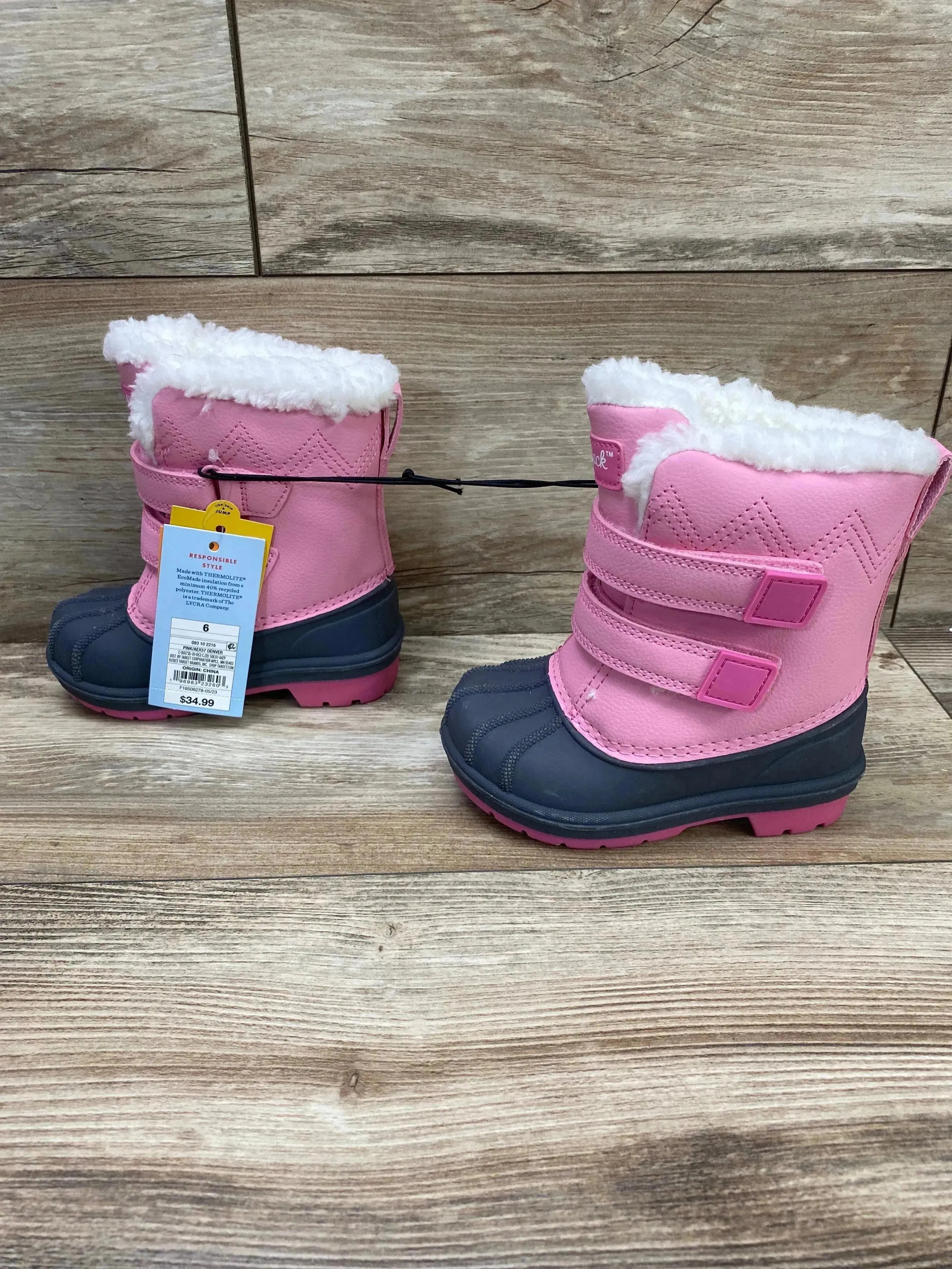 NEW Cat & Jack Denver Winter Boots Pink/Grey Sz 6c