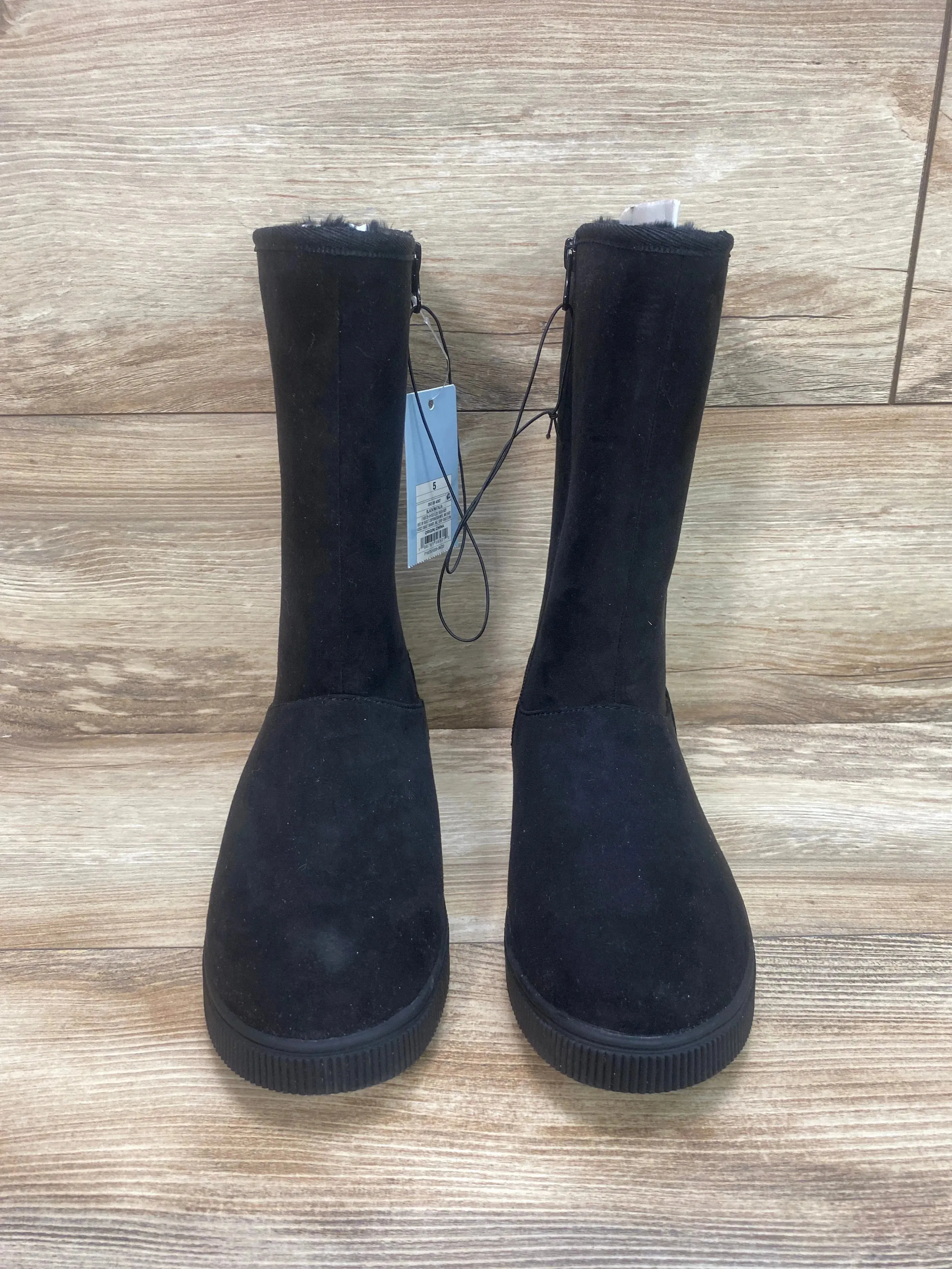 NEW Cat & Jack Natalia Tall Shearling Style Boots Black Sz 5Y