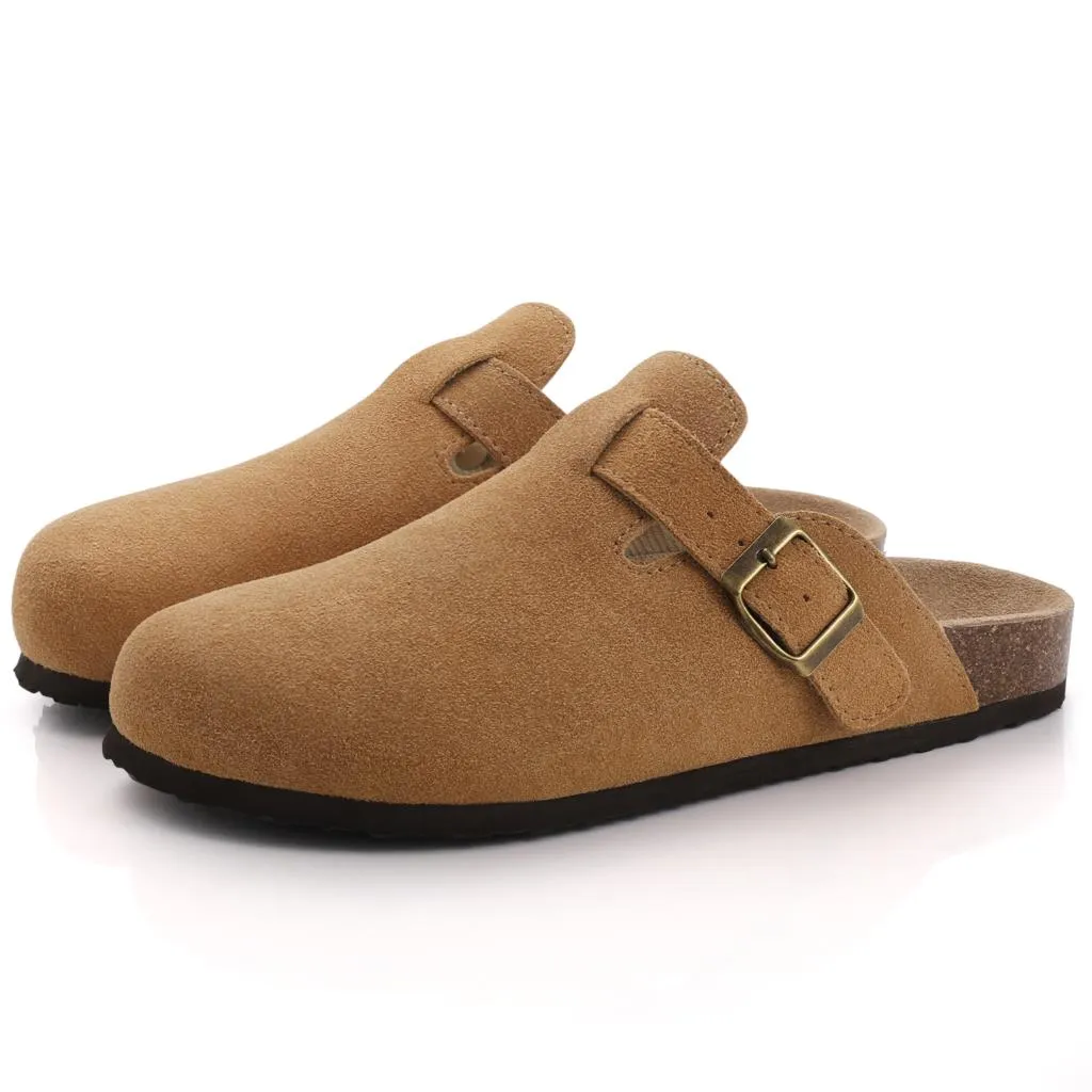 New Fashion Clogs Slippers For Women Cork Footbed Sandals Female Suede Mules Slides With Arch Support Beach Shoes