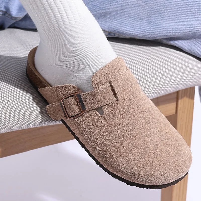 New Fashion Clogs Slippers For Women Cork Footbed Sandals Female Suede Mules Slides With Arch Support Beach Shoes