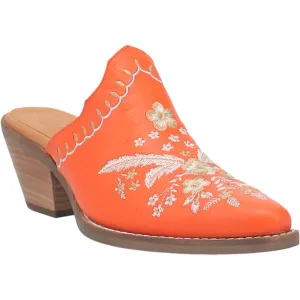 Online Exclusive | Dingo | Wildflower Leather Floral Stitch Mule Bootie in Orange **PREORDER