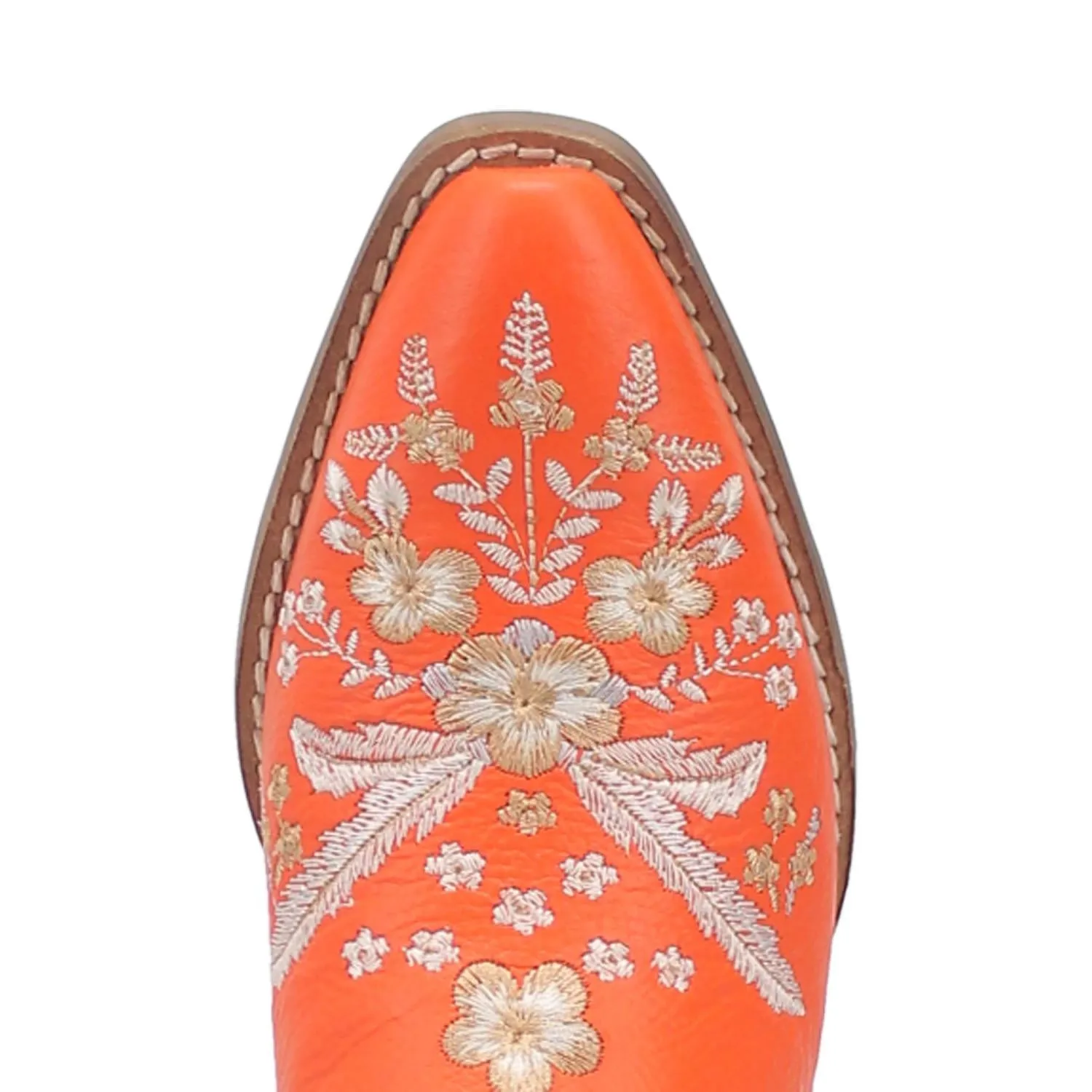 Online Exclusive | Dingo | Wildflower Leather Floral Stitch Mule Bootie in Orange **PREORDER