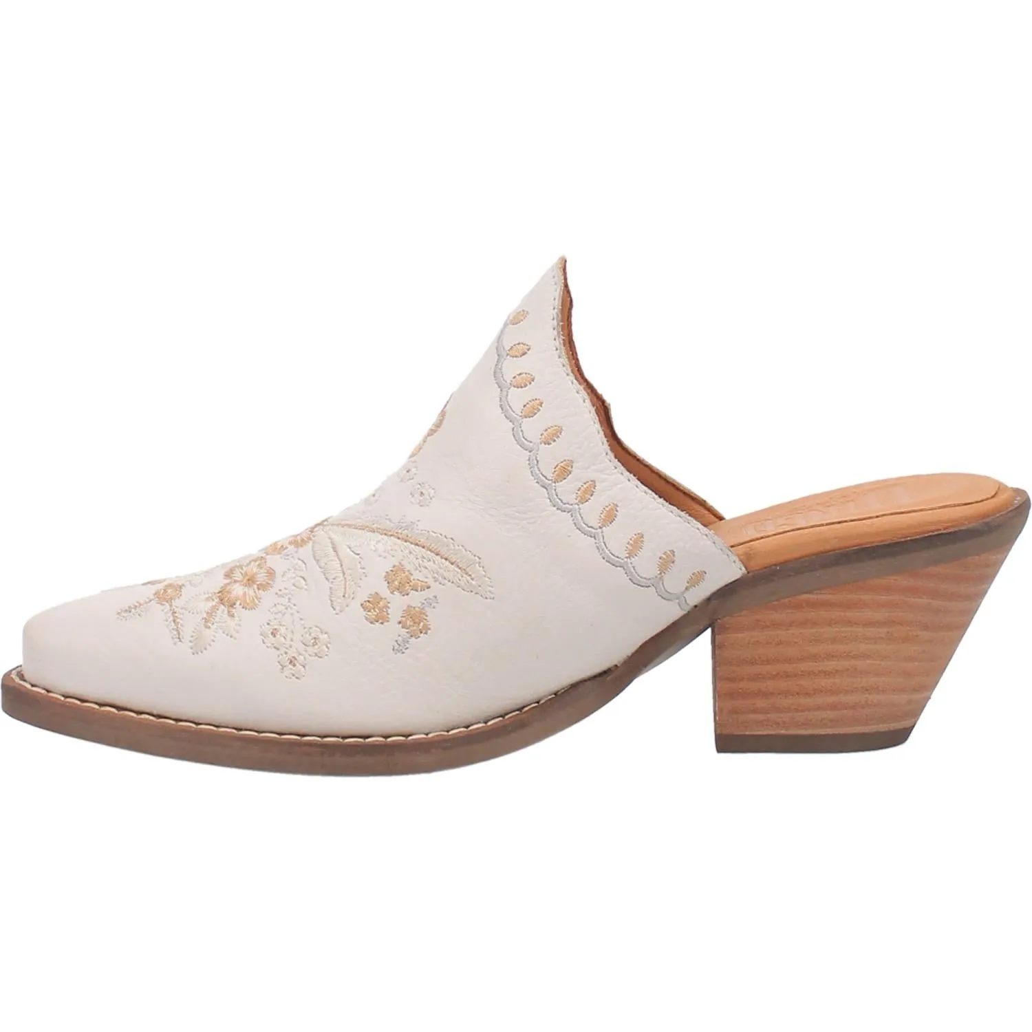 Online Exclusive | Dingo | Wildflower Leather Floral Stitch Mule Bootie in White **PREORDER